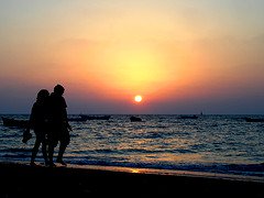 strolling on beach